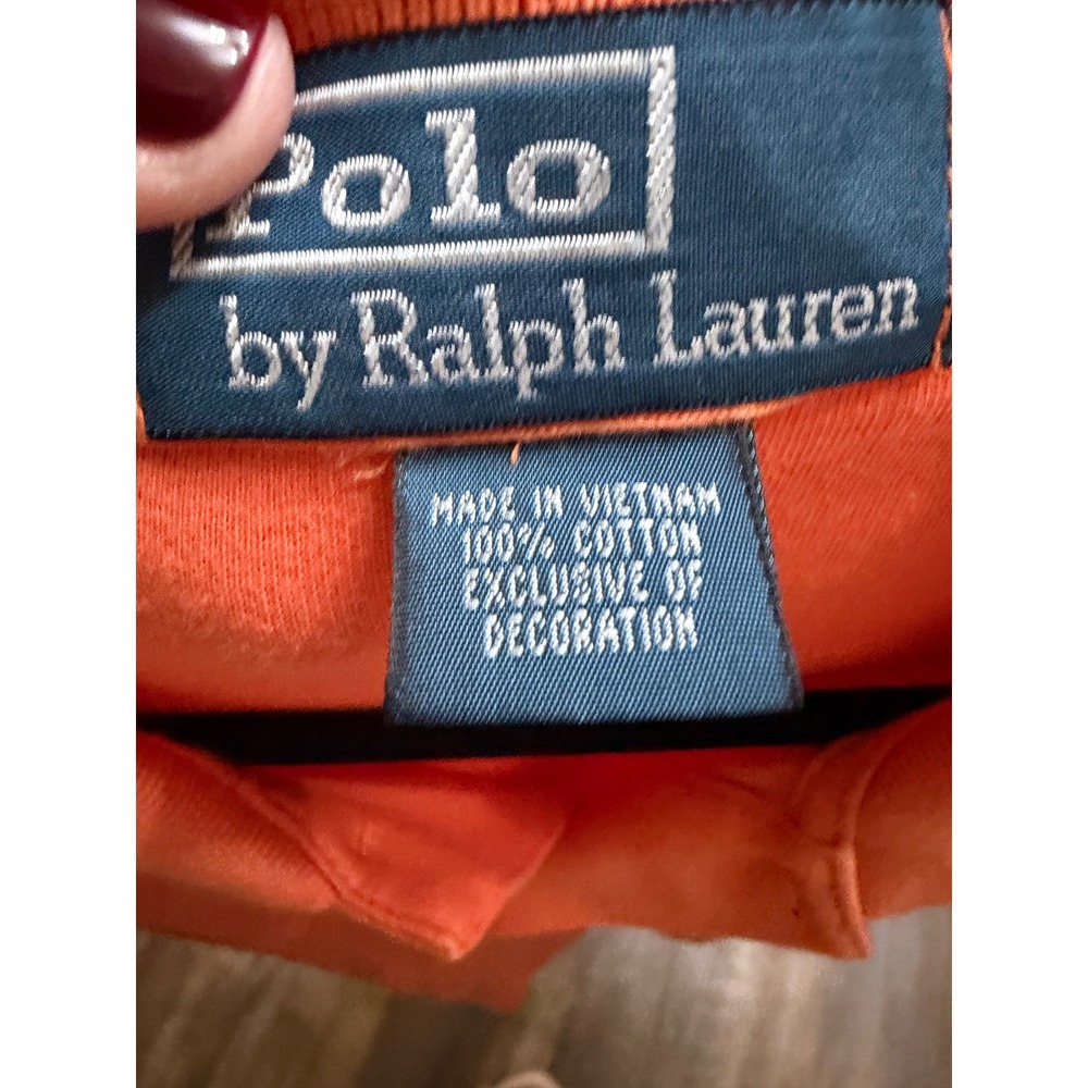 Polo Ralph Lauren Mens Orange Short Sleeve Pique Cotton Polo Shirt Large - Picture 5 of 5